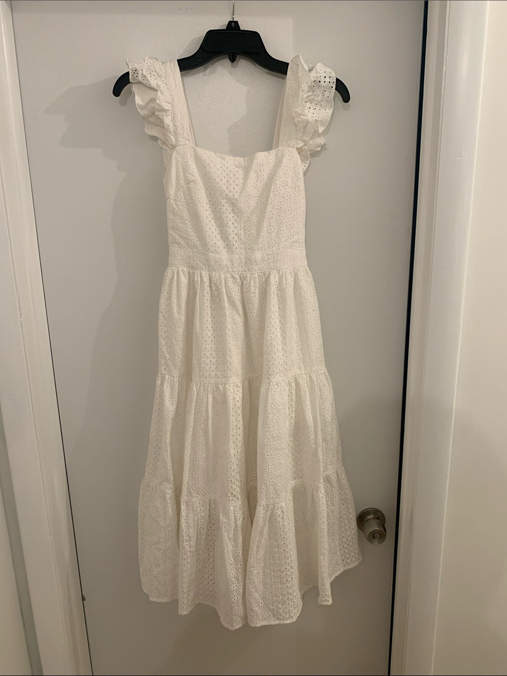 Women's White Eyelet Ruffle Strap Sundress